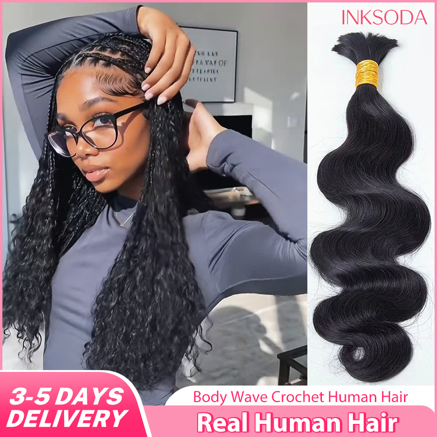 Water Wave Bulk Human Hair For Braiding - 12A 12-30 cali 1-5 sztuk naturalnych
