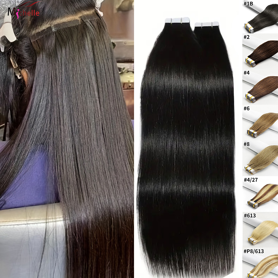 Invisible Tape In Extensions Real Hair - Doczepiane włosy na taśmie, proste, ludzkie