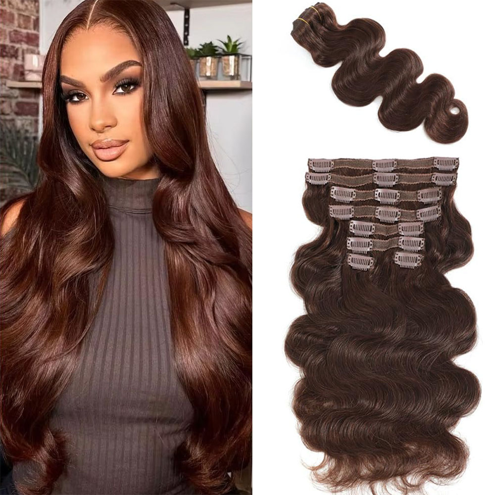 Seamless Clip In Hair Extensions Human Hair - # 4 Klipsy do przedłużania włosów