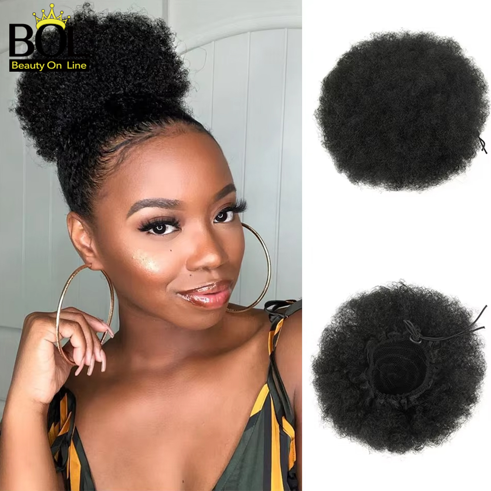 Drawstring Afro Curly Puff Ponytail - Doczepiany kucyk afro puff ze sznurkiem,