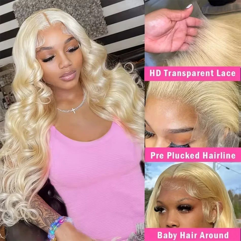 613 Blonde Body Wave Lace Front Wig - 613 13x6 HD Przezroczysta Peruka z
