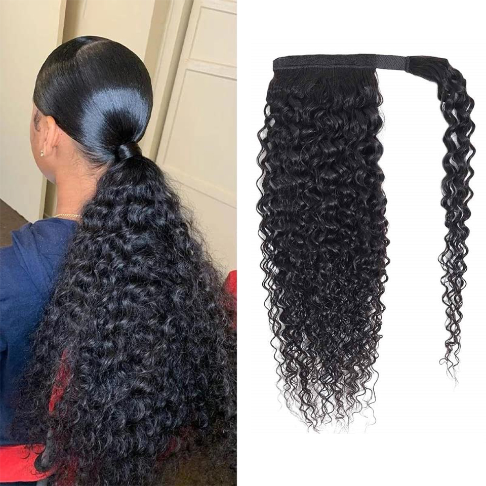Seamless Clip In Hair Extensions Human Hair - Doczepiany kucyk z kręconych włosów naturalnych,