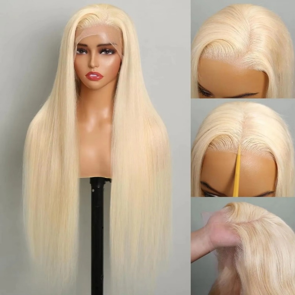 Hd Lace Frontal Wig Human Hair Pre Plucked - Peruka z włosów naturalnych, blond 613,