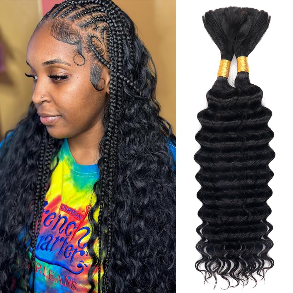 Water Wave Bulk Human Hair For Braiding - Głęboka fala wodna, włosy naturalne bez