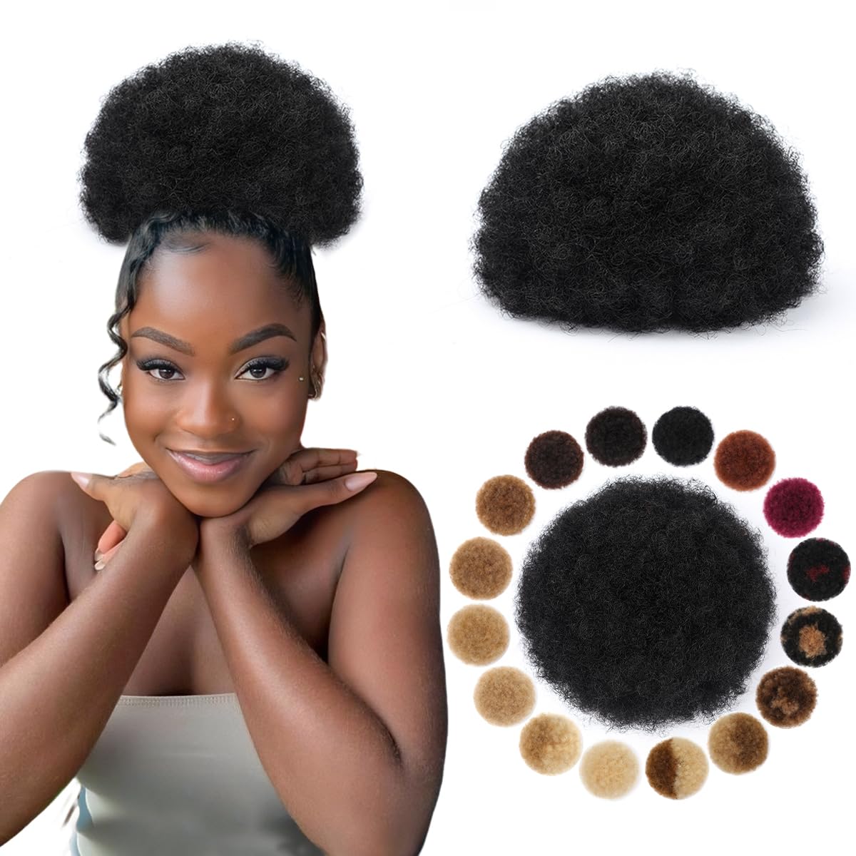 Drawstring Afro Curly Puff Ponytail - Syntetyczny koczek afro z sznurkiem, kręcony,