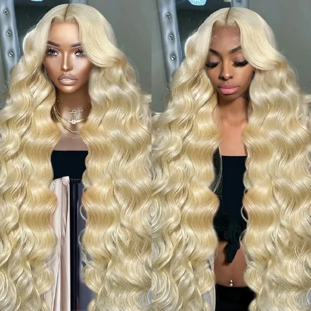 613 Blonde Body Wave Lace Front Wig - 46-calowe peruki z koronką z przodu