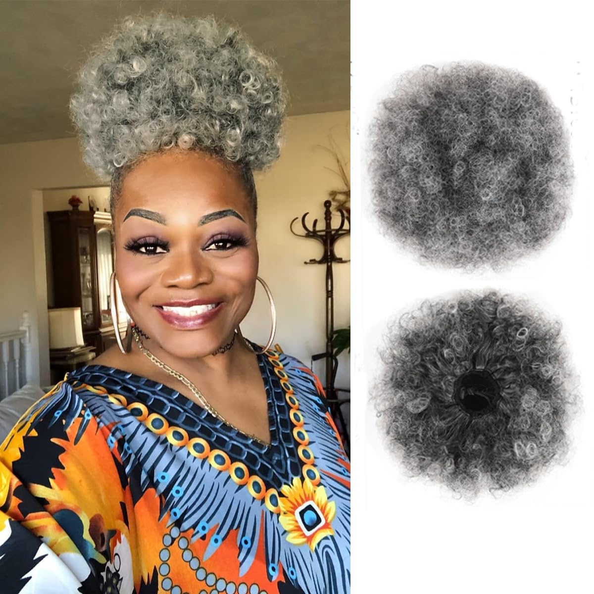 Drawstring Afro Curly Puff Ponytail - Afro Puff z Sznurkiem, Krótkie Syntetyczne