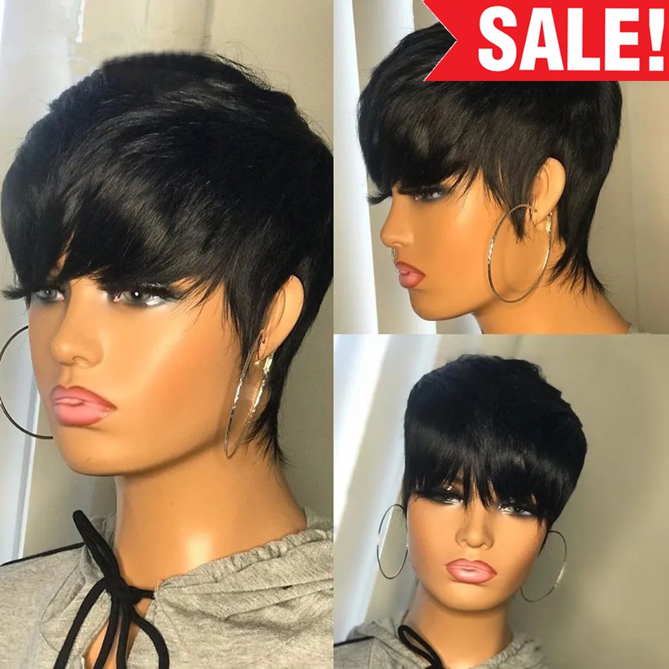 Short Pixie Cut Wig Human Hair Cheap - Krótkie peruki z ludzkich włosów, fryzura