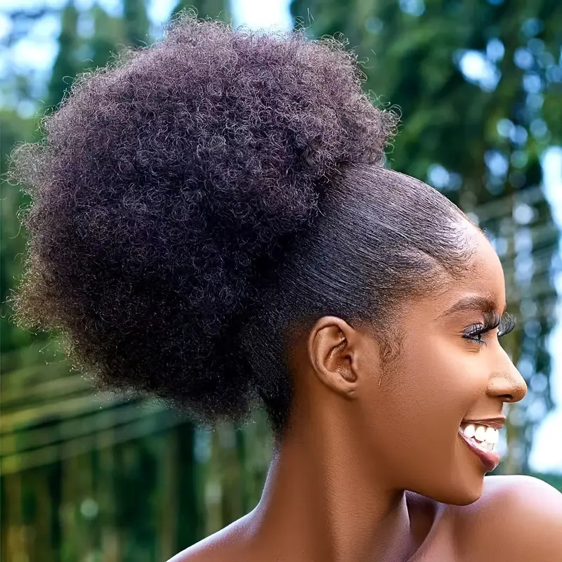 Drawstring Afro Curly Puff Ponytail - 1 szt. Damski 25-centymetrowy syntetyczny kucyk