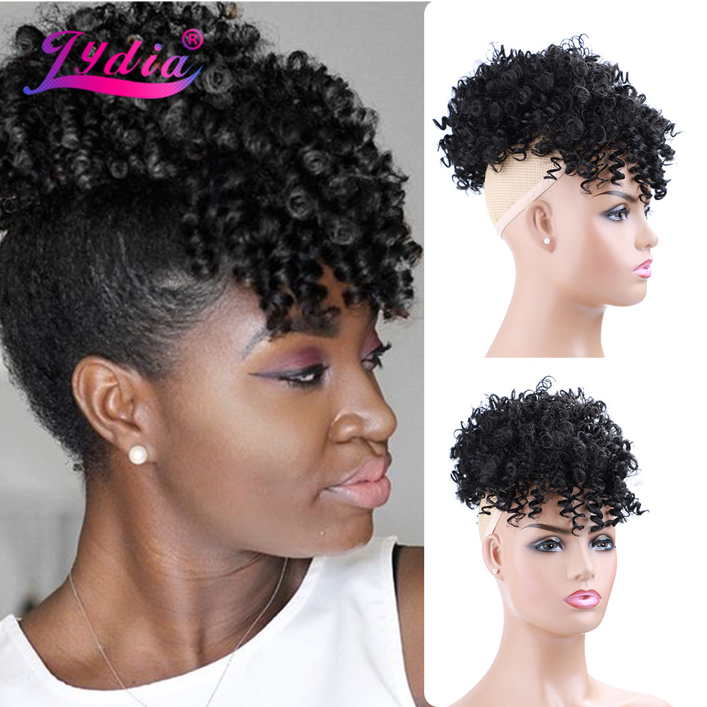 Drawstring Afro Curly Puff Ponytail - Lydia sznurek syntetyczny wysoki puff Afro