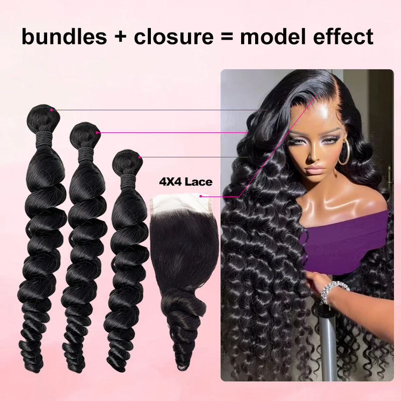 Zestawy włosów naturalnych, br – Deep Wave 3 Bundles With Closure recenzja i cena