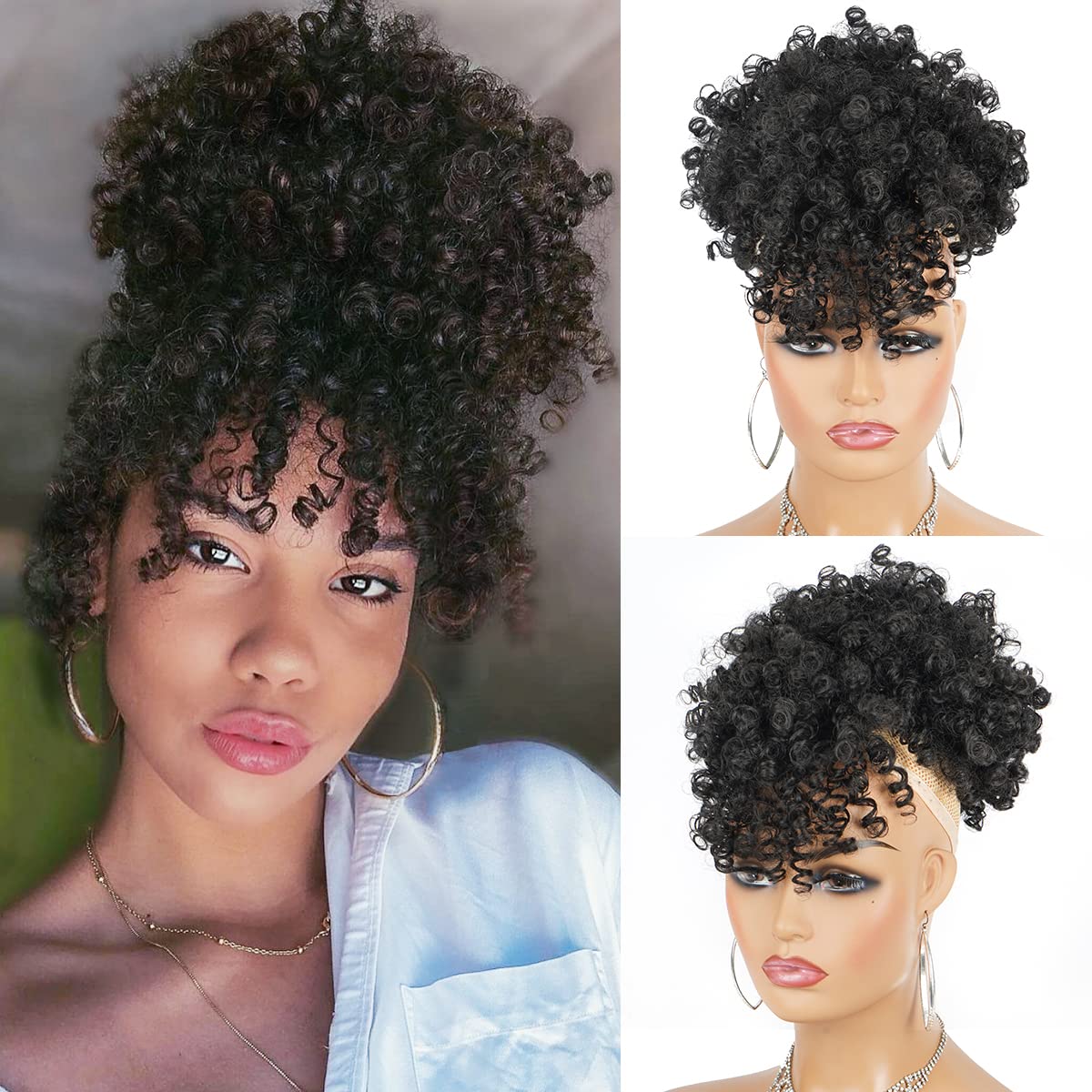 Afro Puff syntetyczny kucyk ze – Drawstring Afro Curly Puff Ponytail recenzja i cena