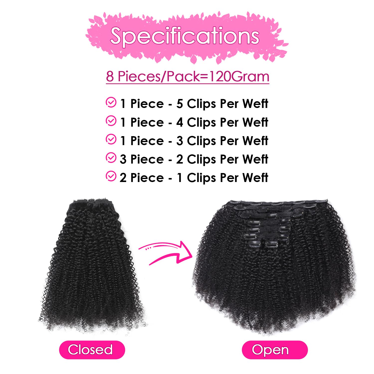 Doczepiane włosy afro kręcone  – Seamless Clip In Hair Extensions Human Hair recenzja i cena