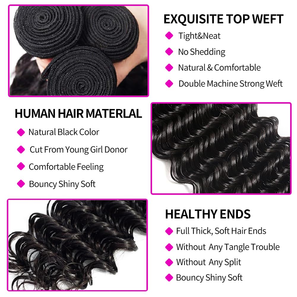 Zestawy włosów naturalnych z z – Deep Wave 3 Bundles With Closure recenzja i cena