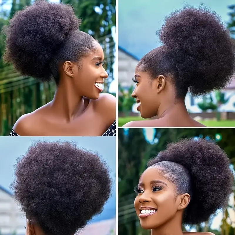 1 szt. Damski 25-centymetrowy  – Drawstring Afro Curly Puff Ponytail recenzja i cena