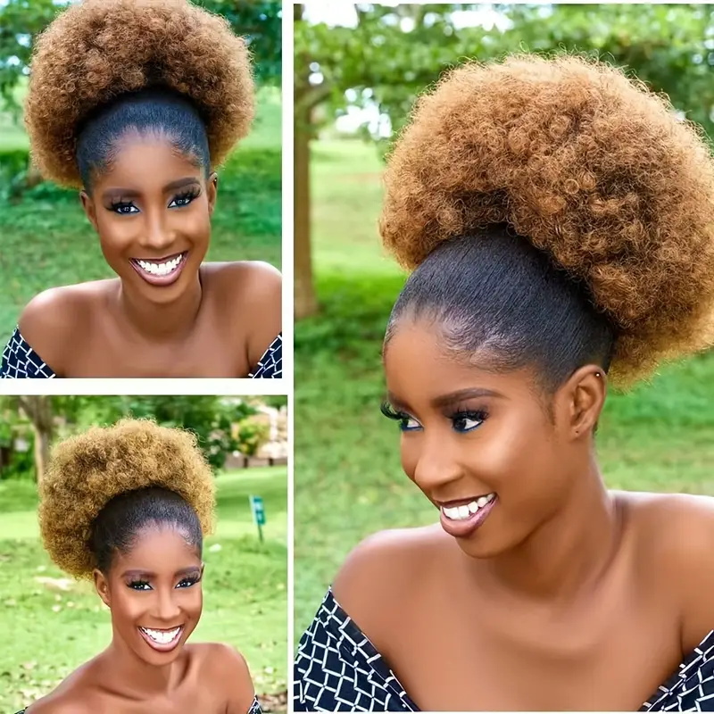 1 szt. Damski 25-centymetrowy  – Drawstring Afro Curly Puff Ponytail recenzja i cena